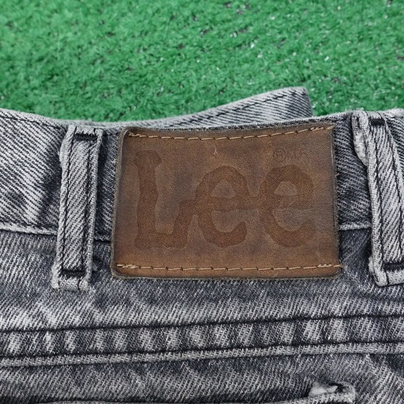 VINTAGE LEE USA MADE CHARCOAL WASH GREY DENIM BLUE JEANS 36X32 (33X30) - Picture 2 of 16